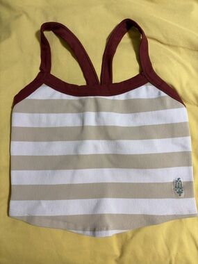 FP Movement Striped Crop Tank with Burgundy Trim